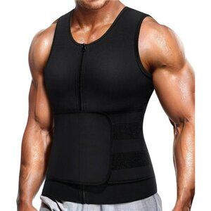 Neoprene Sauna Suit for Men Waist Trainer Vest Zipper Body Shaper Tank Top